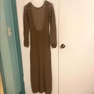 Basic Crochet Knit Open Back Maxi Dress